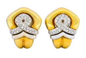 Tiffany & Co. Faraone 1.10 CTW Diamond 18 Karat Two-Tone Gold Ear-Clip Earrings