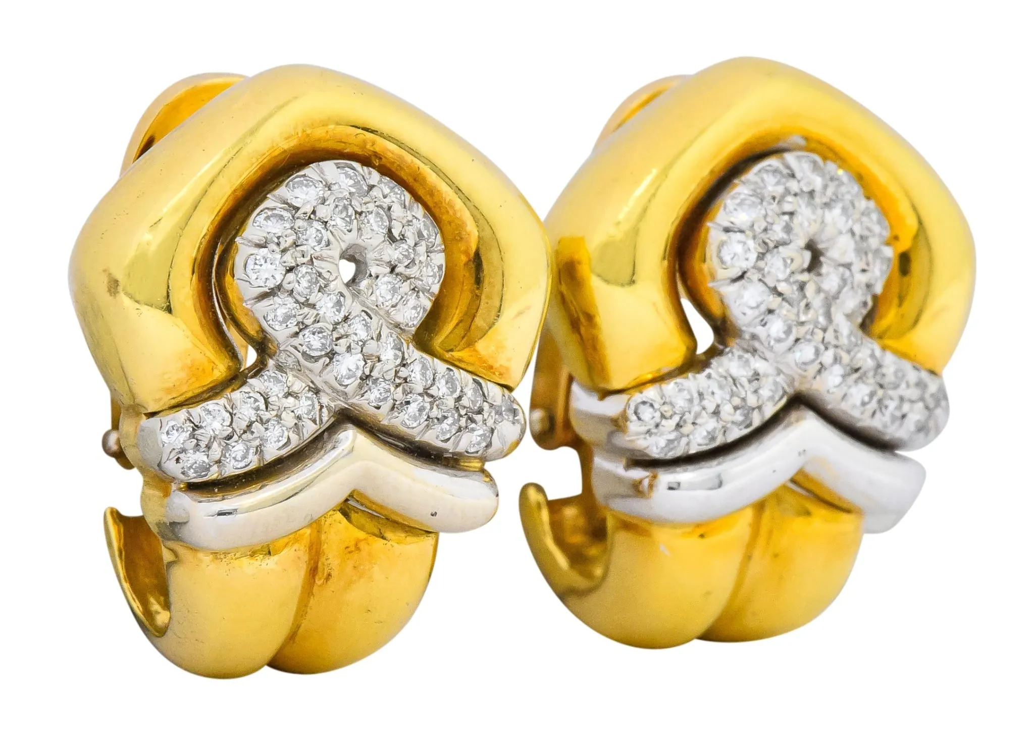 Tiffany & Co. Faraone 1.10 CTW Diamond 18 Karat Two-Tone Gold Ear-Clip Earrings