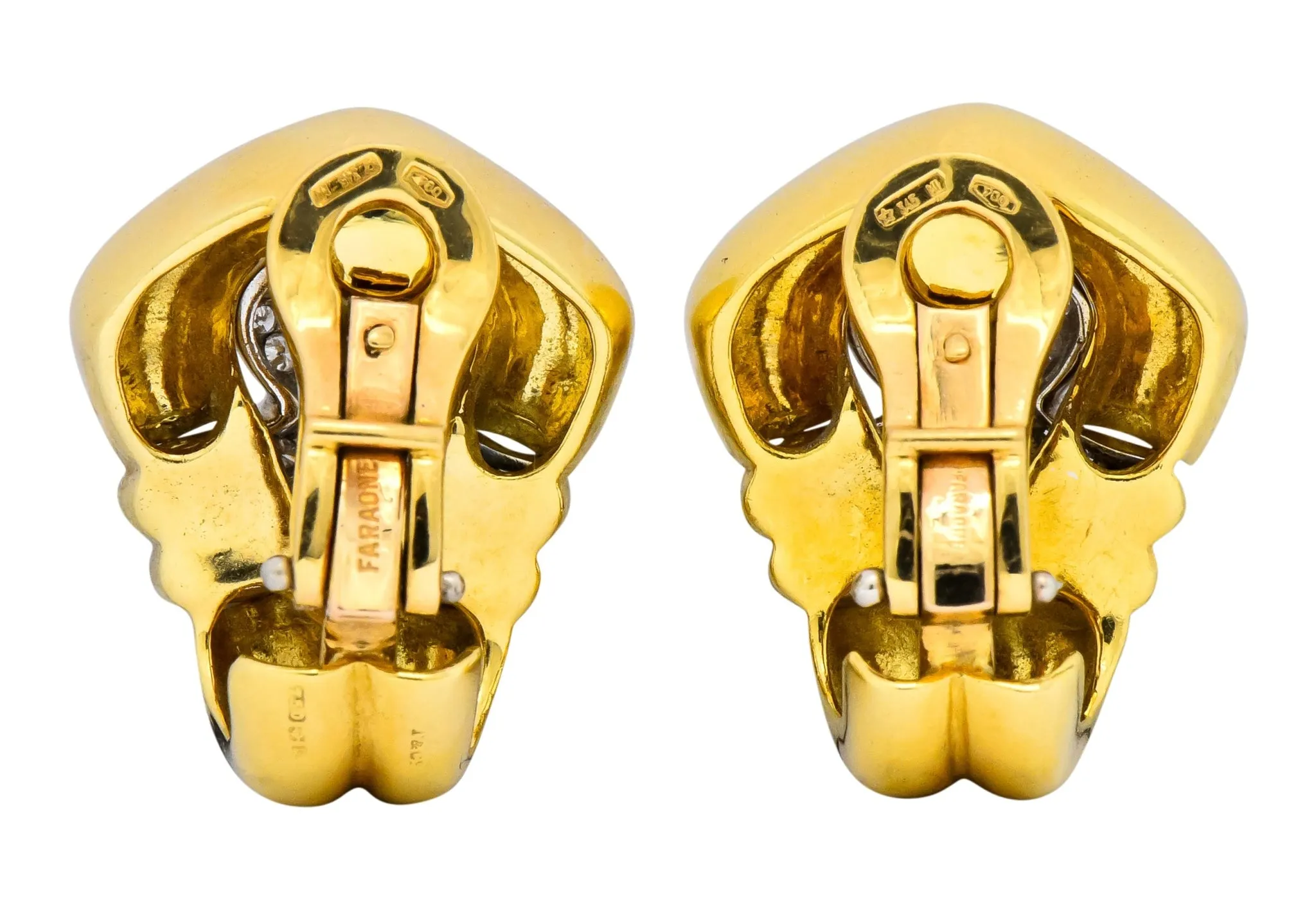 Tiffany & Co. Faraone 1.10 CTW Diamond 18 Karat Two-Tone Gold Ear-Clip Earrings