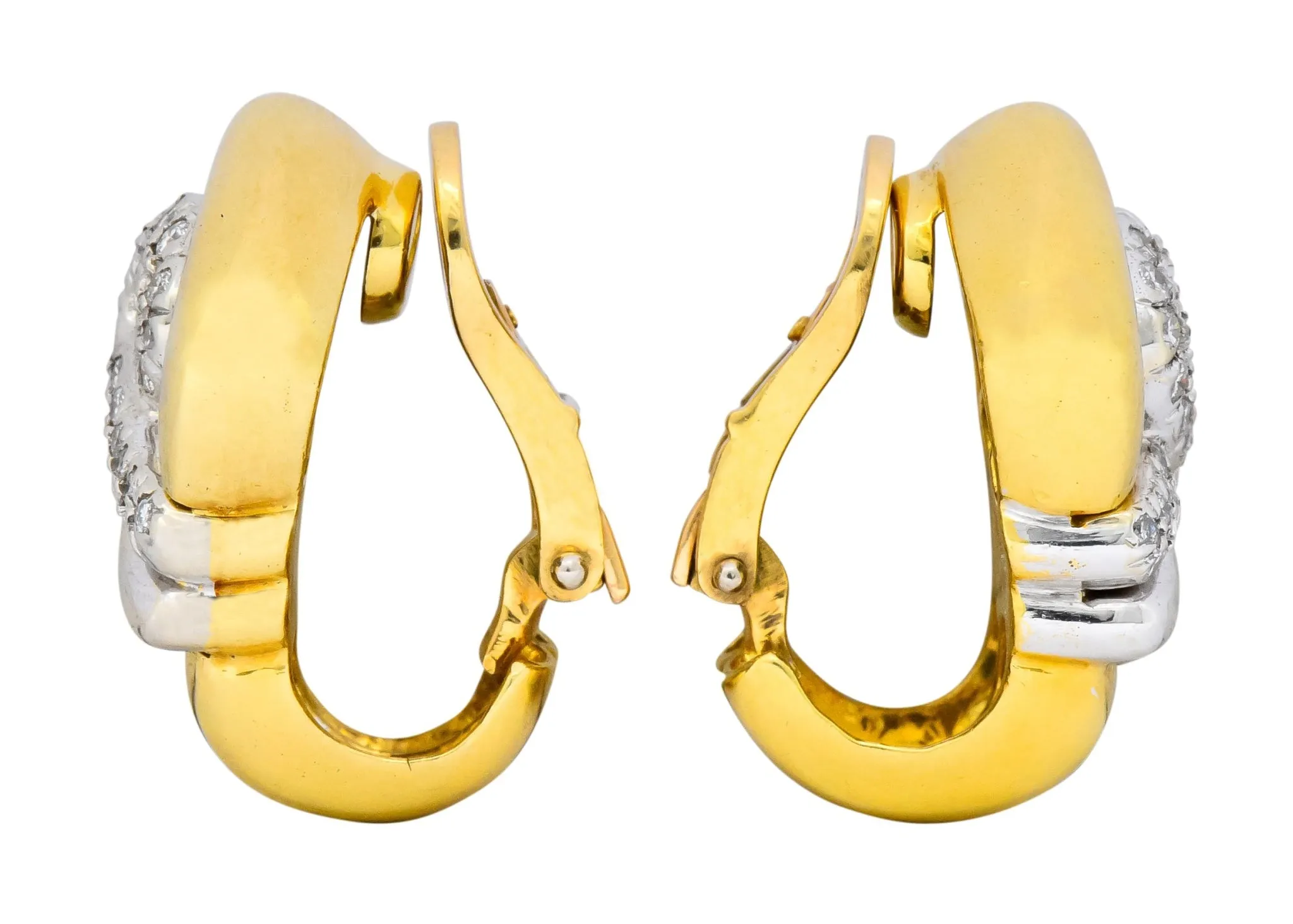 Tiffany & Co. Faraone 1.10 CTW Diamond 18 Karat Two-Tone Gold Ear-Clip Earrings