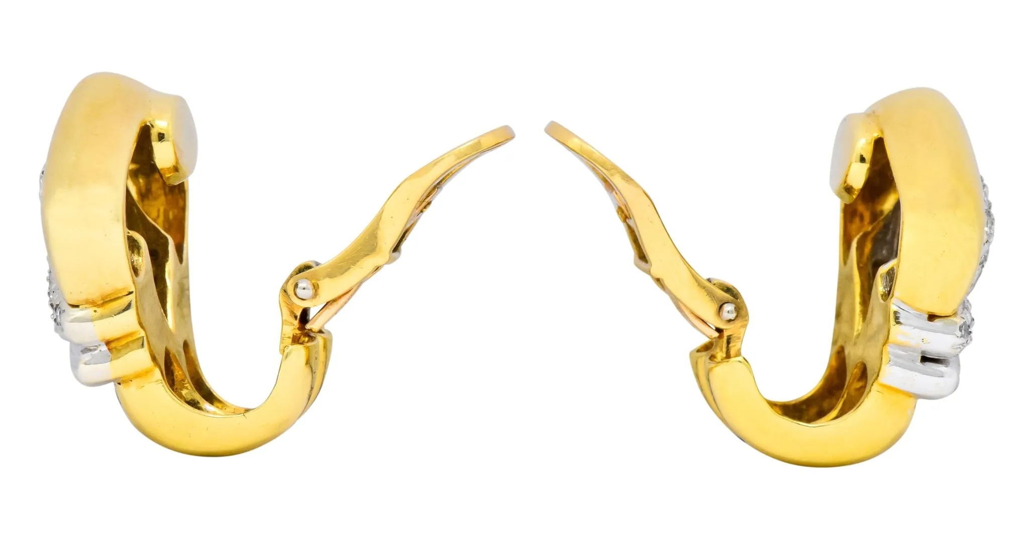 Tiffany & Co. Faraone 1.10 CTW Diamond 18 Karat Two-Tone Gold Ear-Clip Earrings