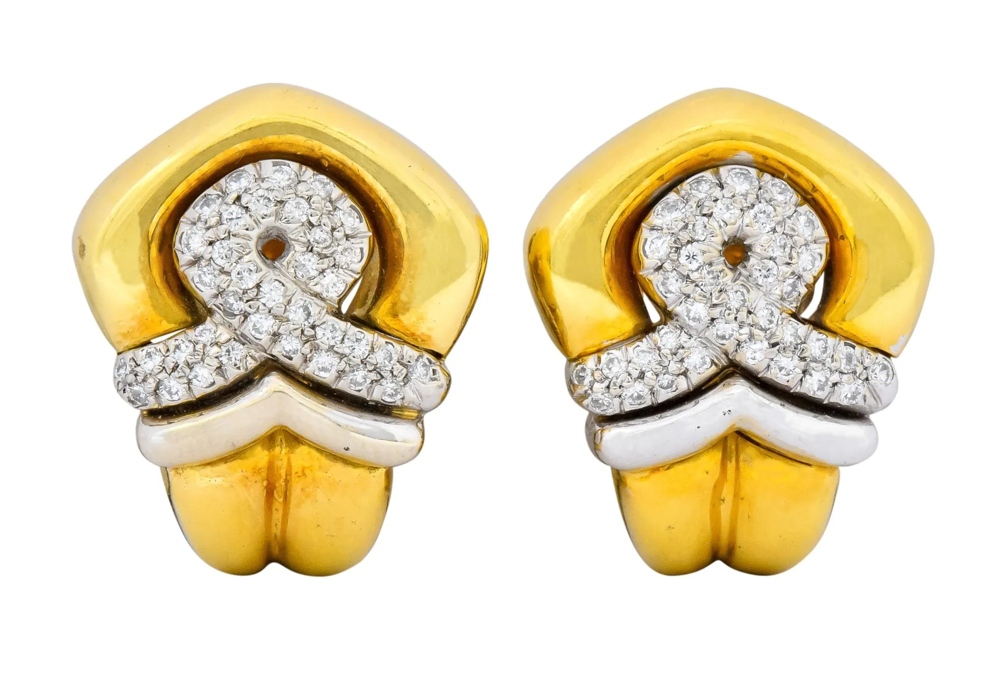 Tiffany & Co. Faraone 1.10 CTW Diamond 18 Karat Two-Tone Gold Ear-Clip Earrings