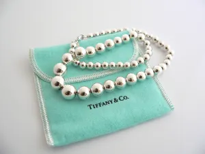 Tiffany & Co Graduated Ball Bead Necklace Chain Pendant Excellent Silver Gift