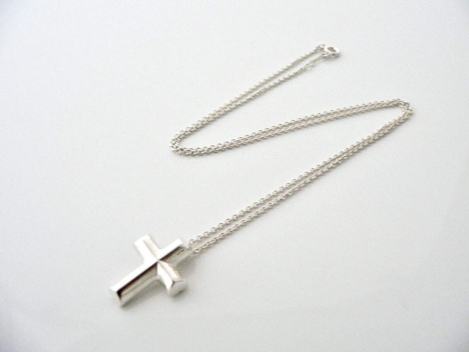 Tiffany & Co Large Tenderness Cross Necklace Pendant Charm Gift Silver 18 Inch