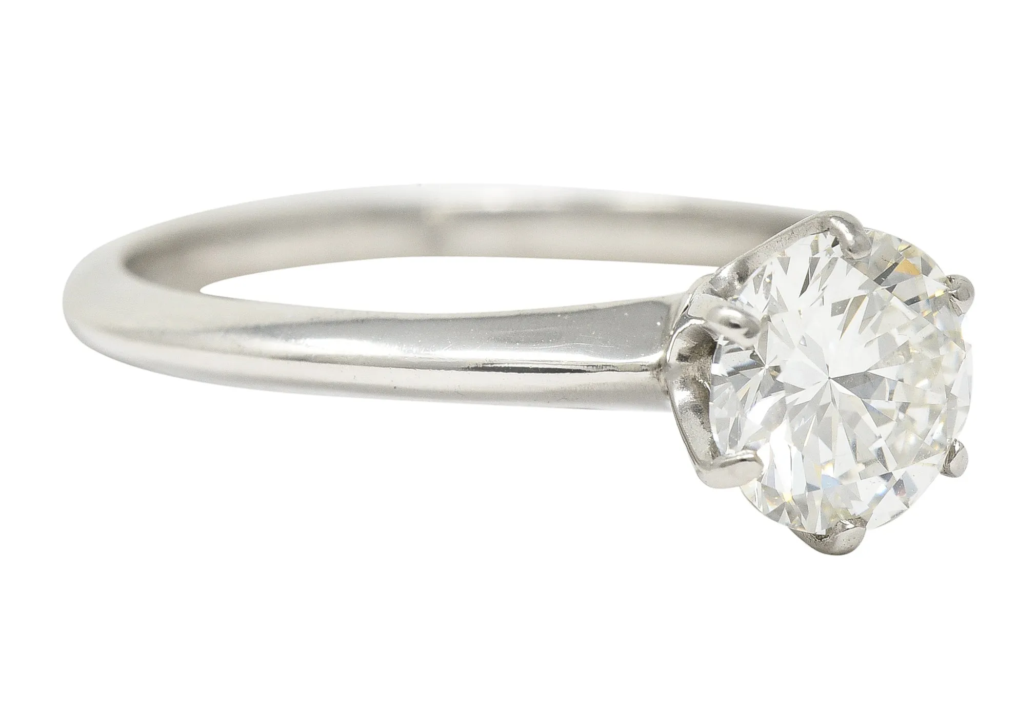 Tiffany & Co. Mid-Century 0.97 CTW Transitional Cut Diamond Platinum Six Prong Knife Edge Vintage Solitaire Engagement Ring GIA
