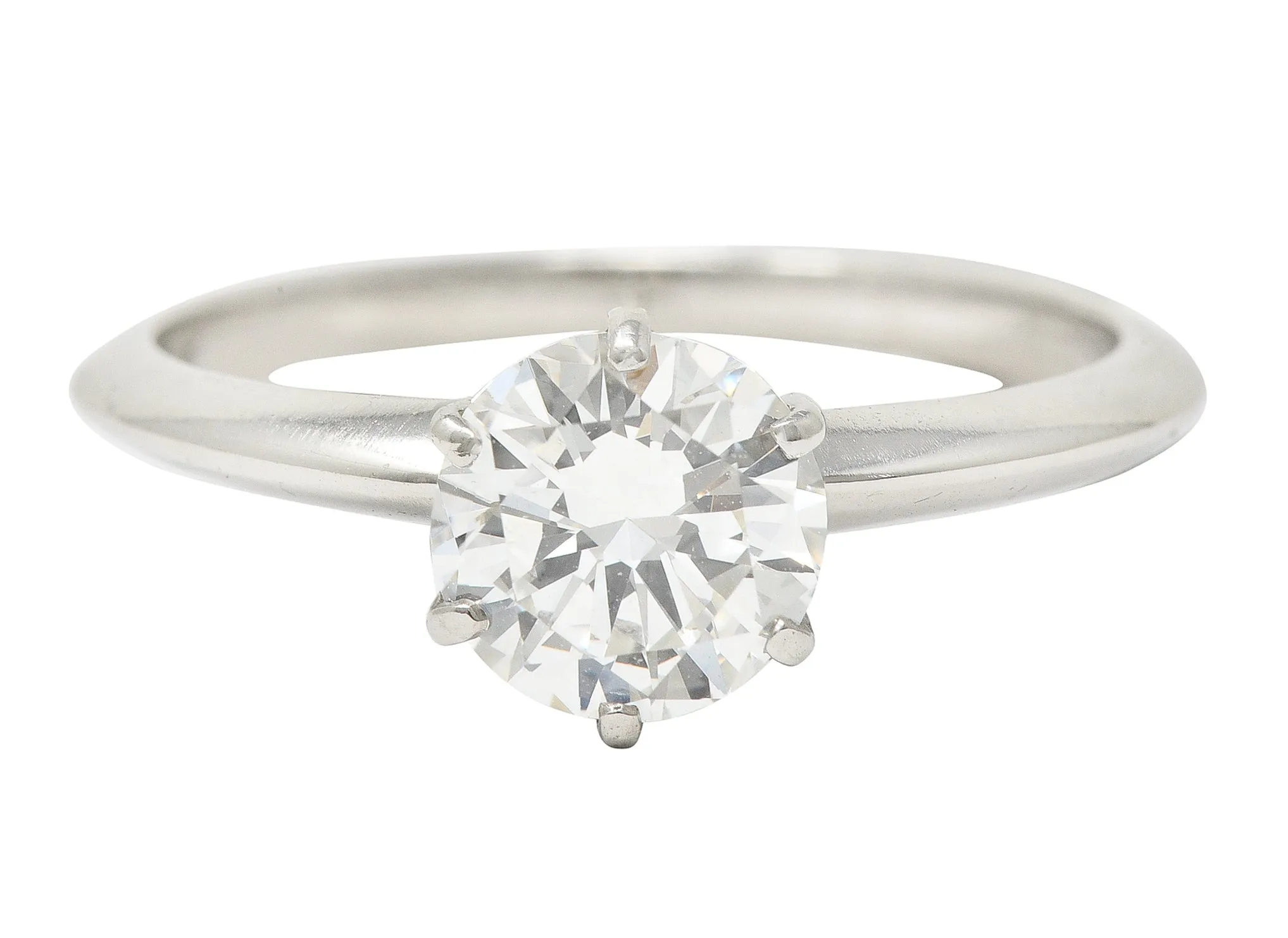 Tiffany & Co. Mid-Century 0.97 CTW Transitional Cut Diamond Platinum Six Prong Knife Edge Vintage Solitaire Engagement Ring GIA