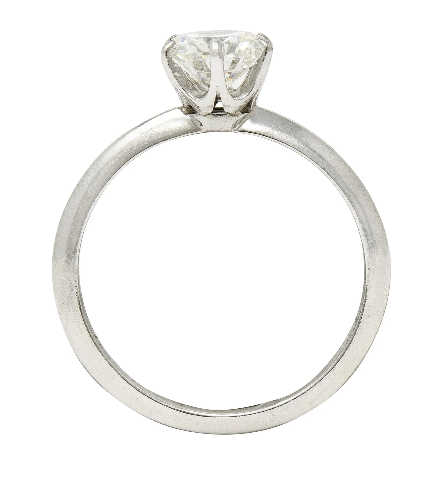 Tiffany & Co. Mid-Century 0.97 CTW Transitional Cut Diamond Platinum Six Prong Knife Edge Vintage Solitaire Engagement Ring GIA