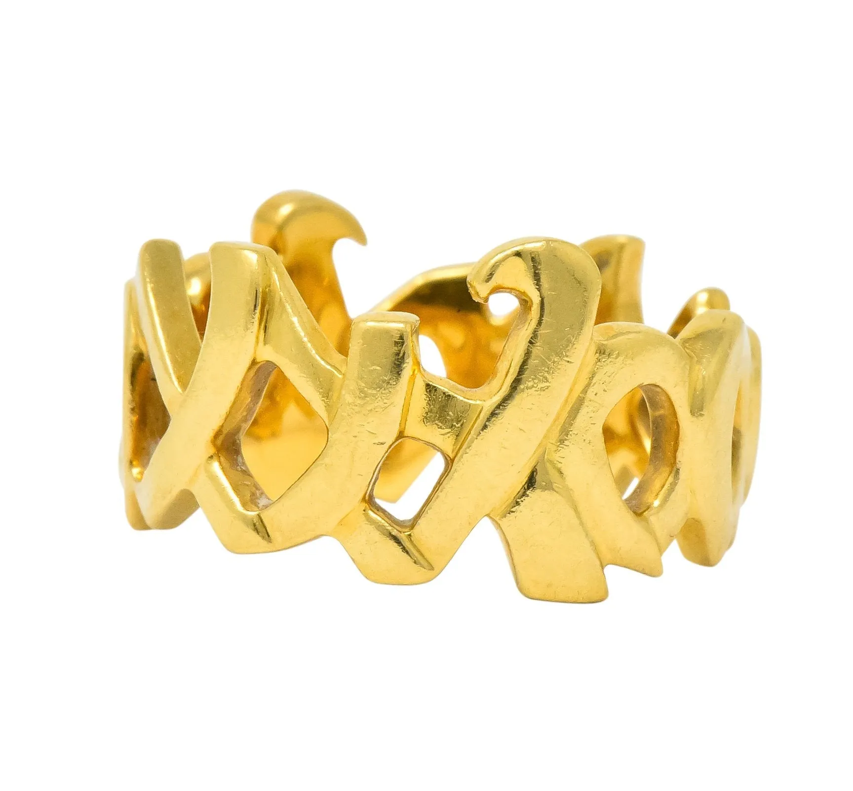 Tiffany & Co. Paloma Picasso 1984 18 Karat Gold Graffiti Love And Kisses Band Ring