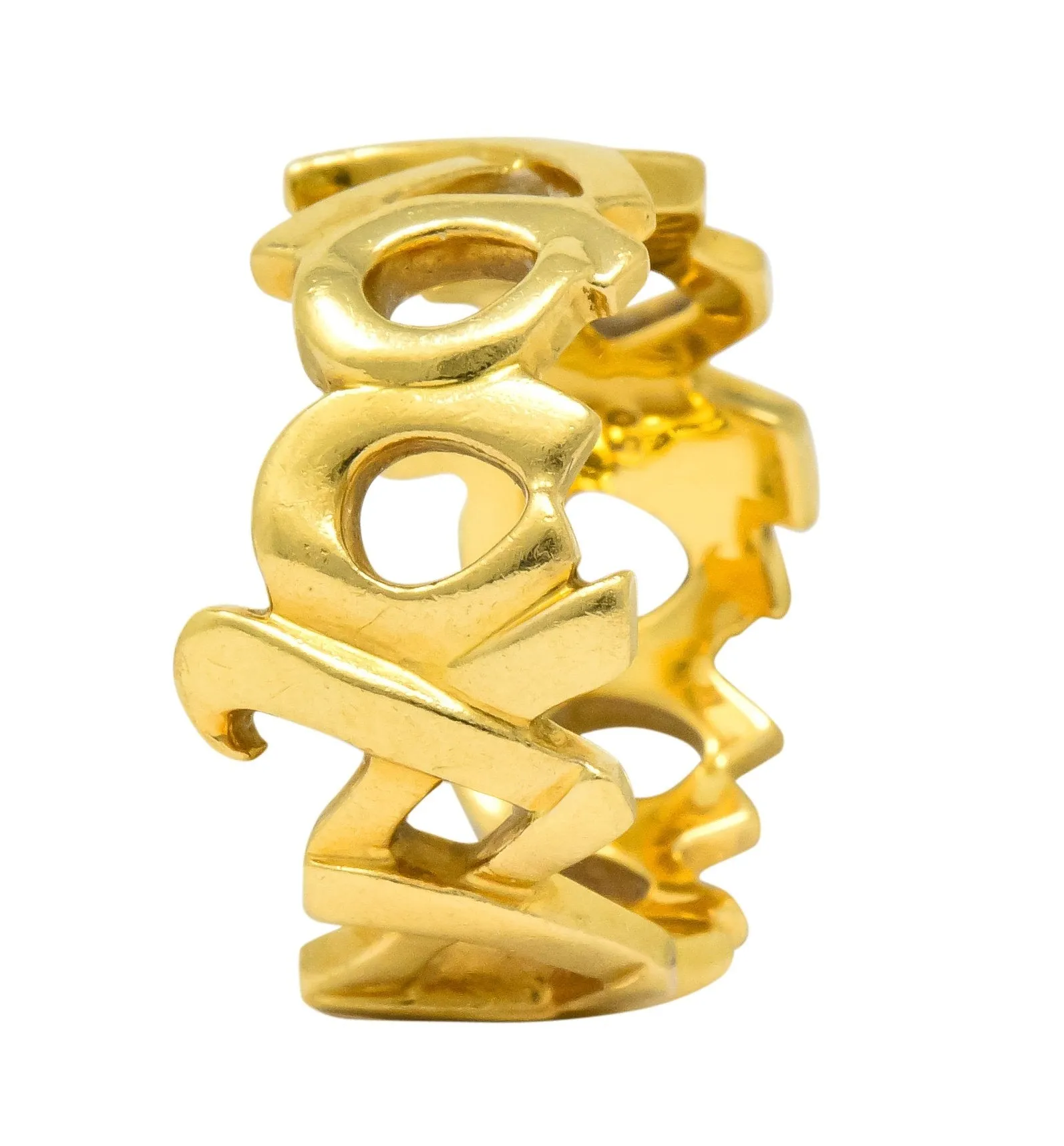Tiffany & Co. Paloma Picasso 1984 18 Karat Gold Graffiti Love And Kisses Band Ring