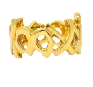 Tiffany & Co. Paloma Picasso 1984 18 Karat Gold Graffiti Love And Kisses Band Ring