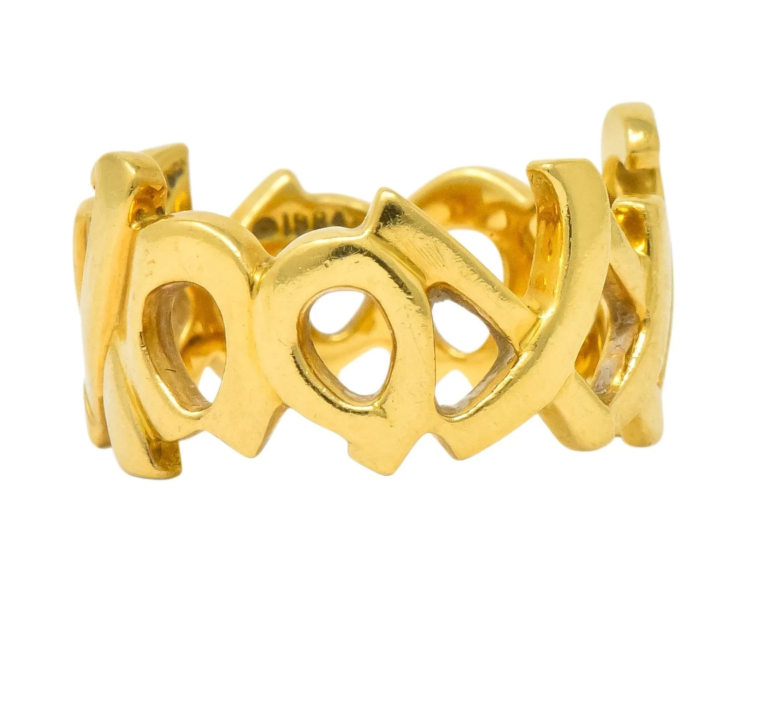 Tiffany & Co. Paloma Picasso 1984 18 Karat Gold Graffiti Love And Kisses Band Ring