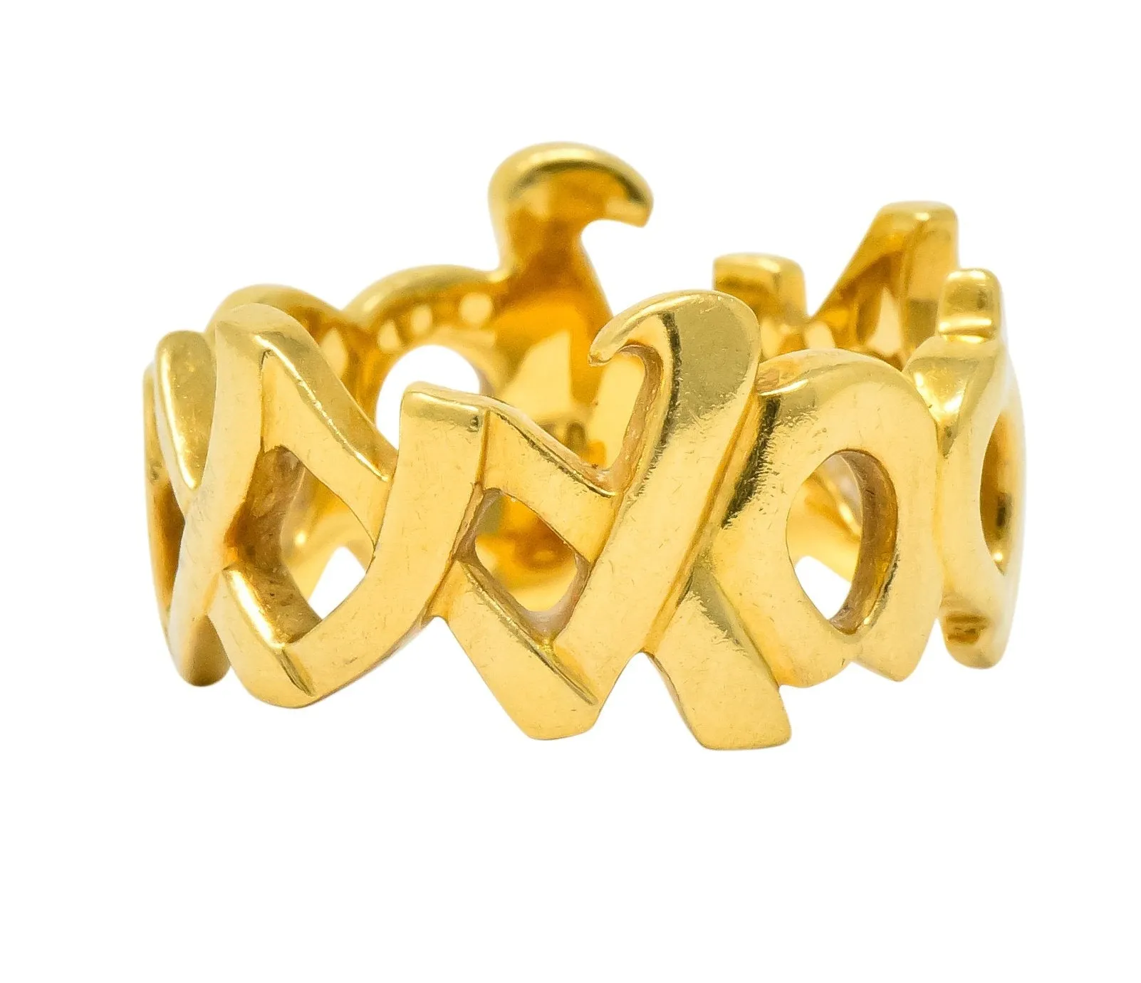 Tiffany & Co. Paloma Picasso 1984 18 Karat Gold Graffiti Love And Kisses Band Ring