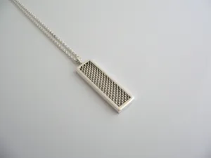 Tiffany & Co Rectangle Mesh Dangling Necklace Pendant 18 Inch Chain Jewelry Gift