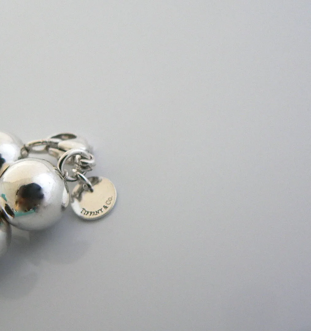 Tiffany & Co Silver 10 mm Ball Bead Necklace 18.4 Inch Chain Gift Pouch Love