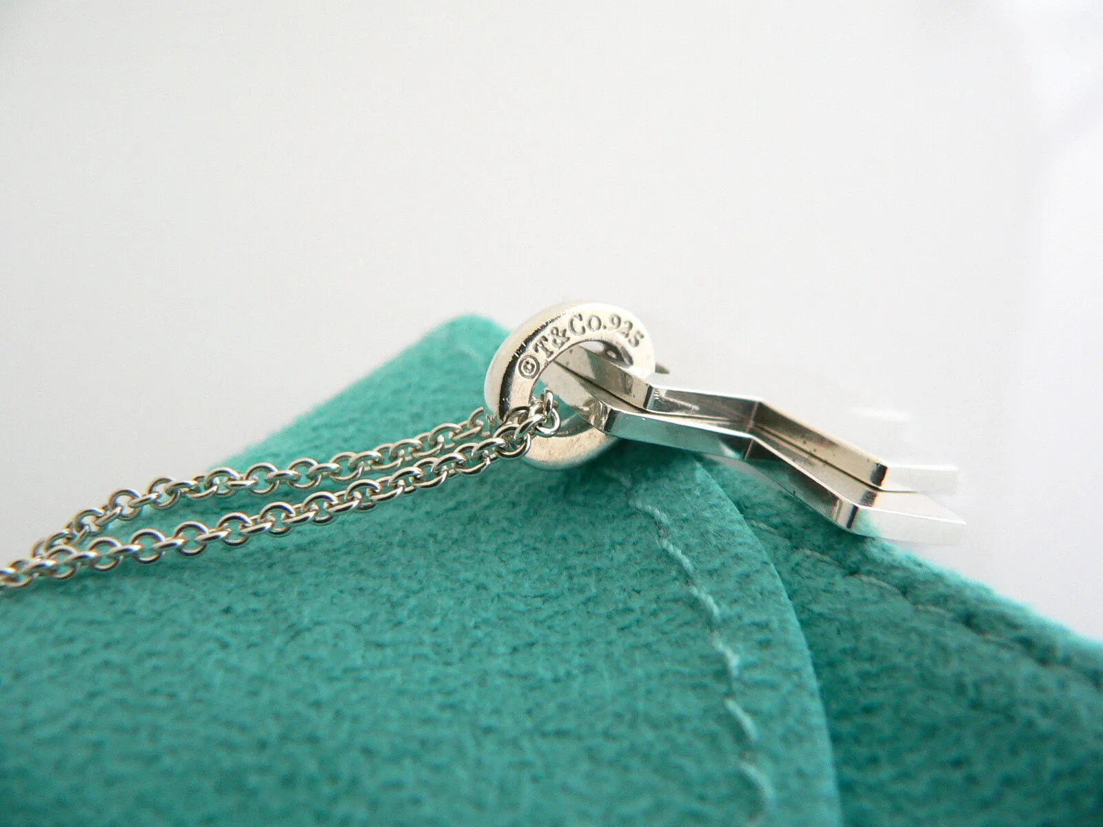 Tiffany & Co Silver 1837 Double Cross Necklace Pendant Charm 24 Inch Longer Chain Gift