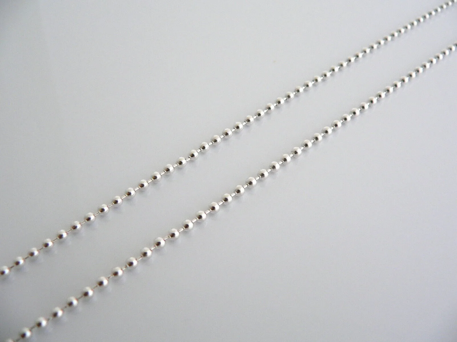 Tiffany & Co Silver 35 Inch Long Beaded Bead Necklace Chain Dog Tag Pendant Gift