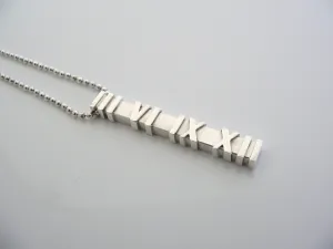 Tiffany & Co Silver Atlas Bar Dangling Dangle Necklace Pendant Chain Gift 20 In
