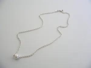 Tiffany & Co Silver Barrel Bead Station Necklace Pendant Charm Chain Gift Love