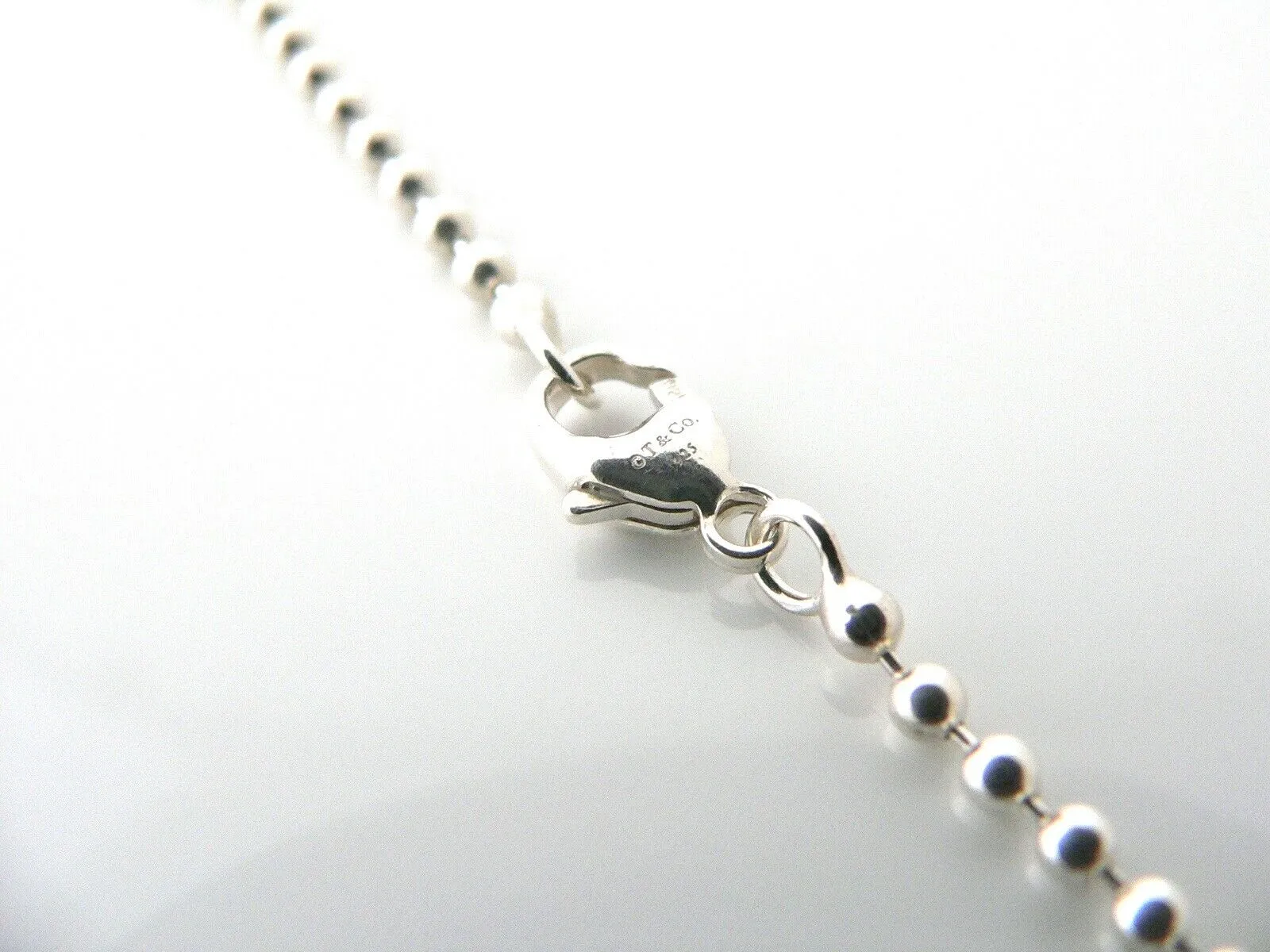 Tiffany & Co Silver Bead Link Necklace Chain 4 Pendant Charm Layering Gift Love 24 Inches