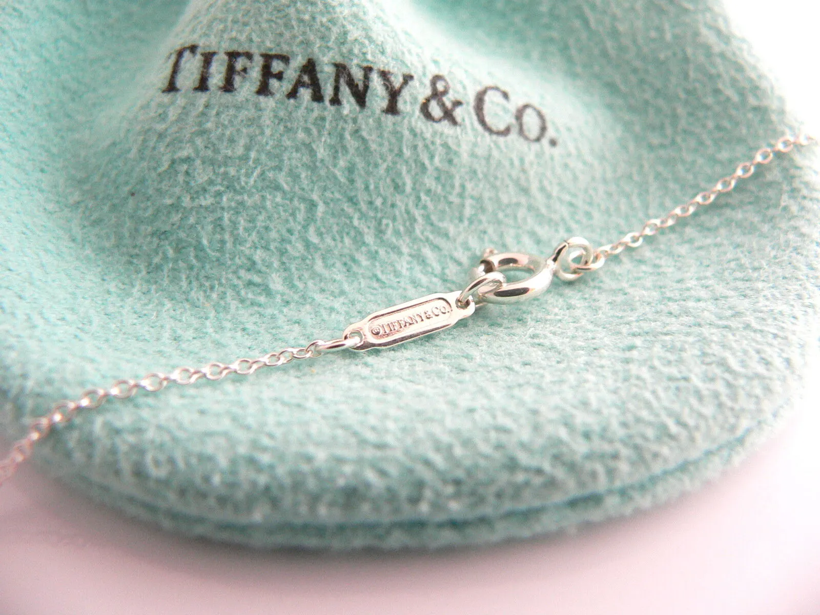 Tiffany & Co Silver Crystal Fascination Ball Bead Necklace Pendant Gift Pouch