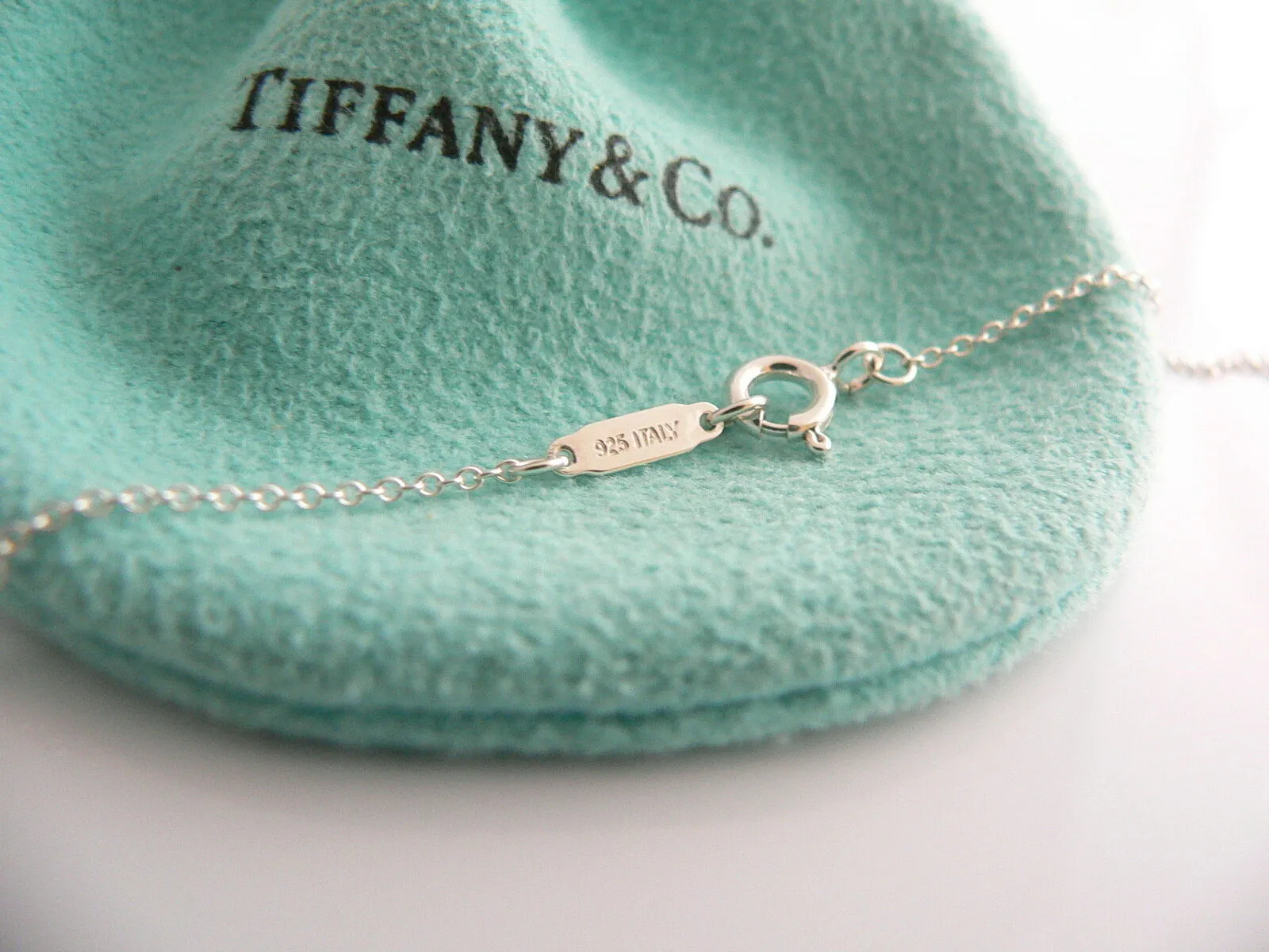 Tiffany & Co Silver Crystal Fascination Ball Bead Necklace Pendant Gift Pouch