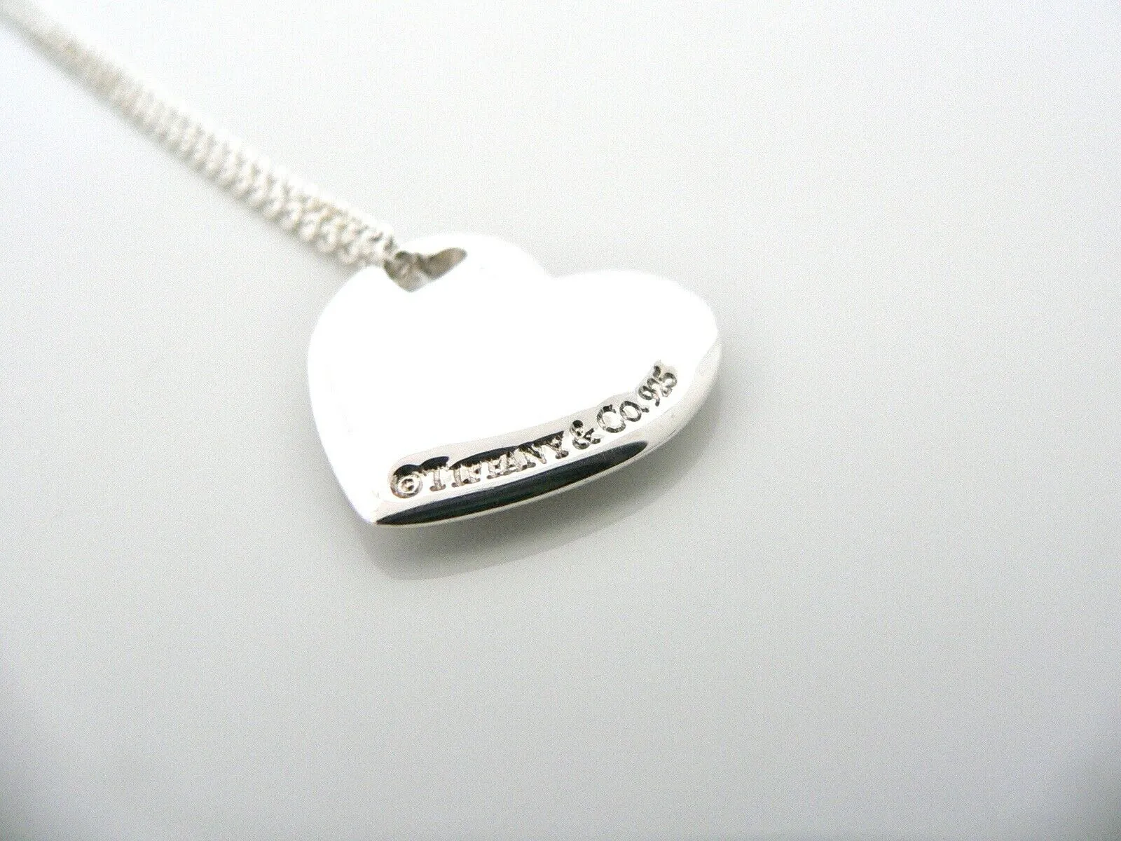 Tiffany & Co Silver Double Heart Necklace Pendant Charm Chain Love Gift