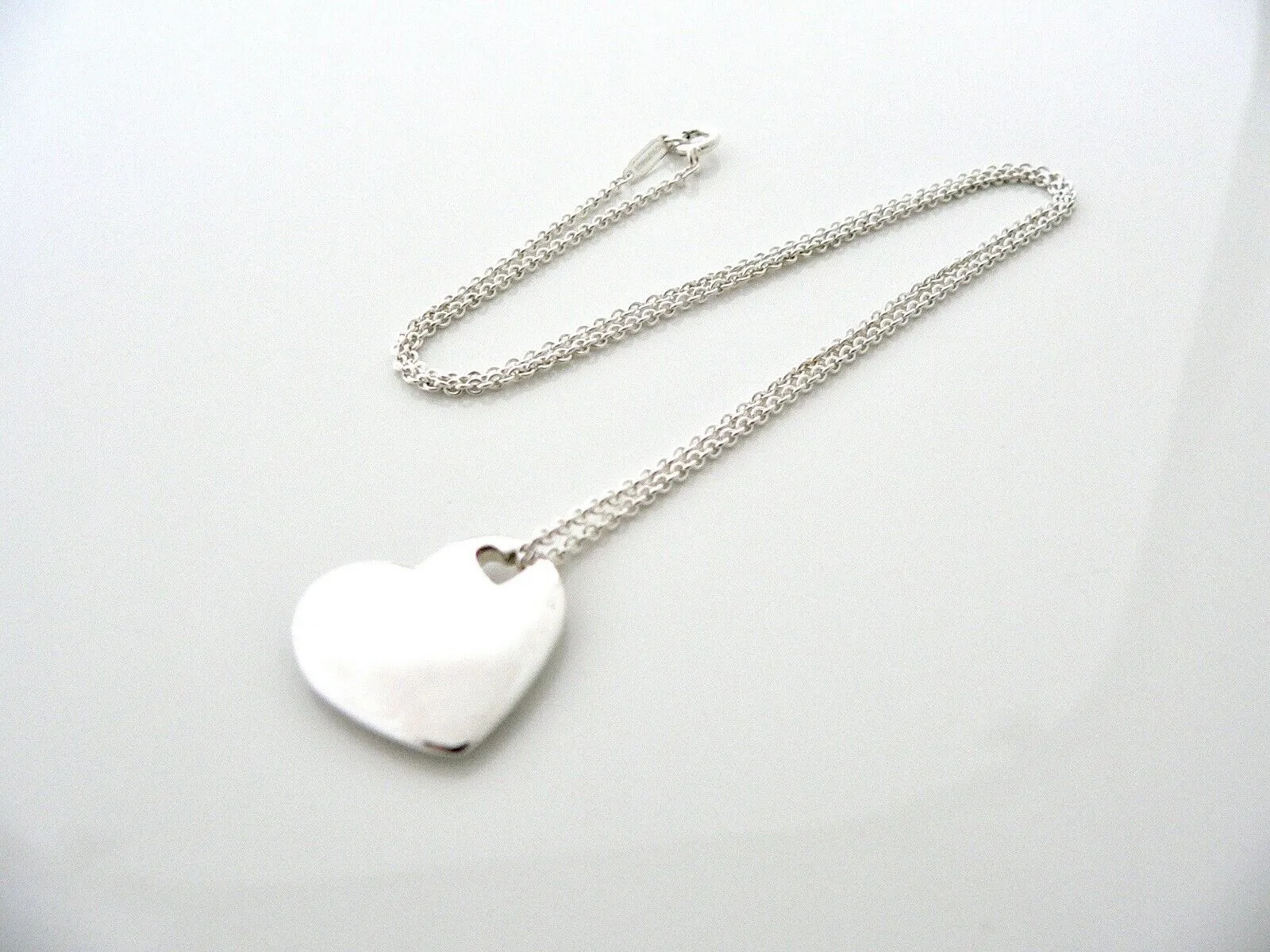 Tiffany & Co Silver Double Heart Necklace Pendant Charm Chain Love Gift