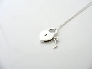 Tiffany & Co Silver Heart Key Padlock Charm Necklace Pendant Bracelet Gift Love