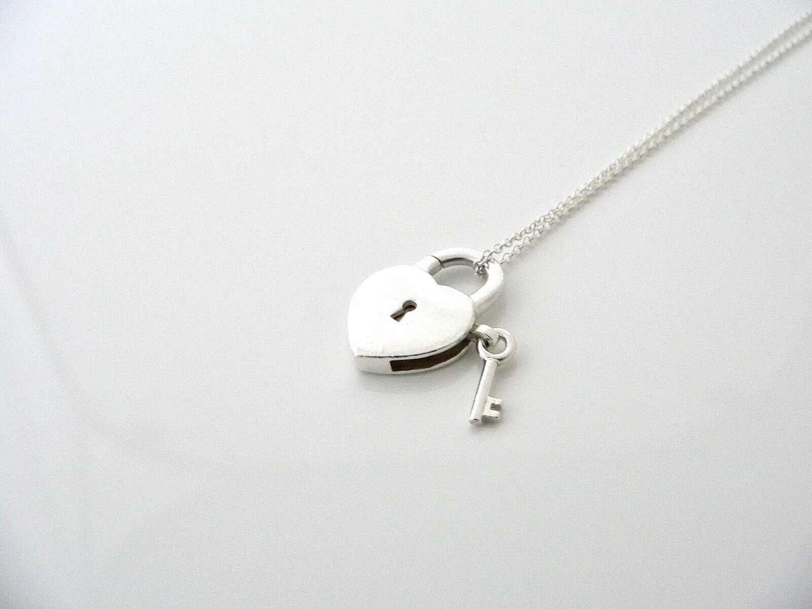 Tiffany & Co Silver Heart Key Padlock Charm Necklace Pendant Bracelet Gift Love