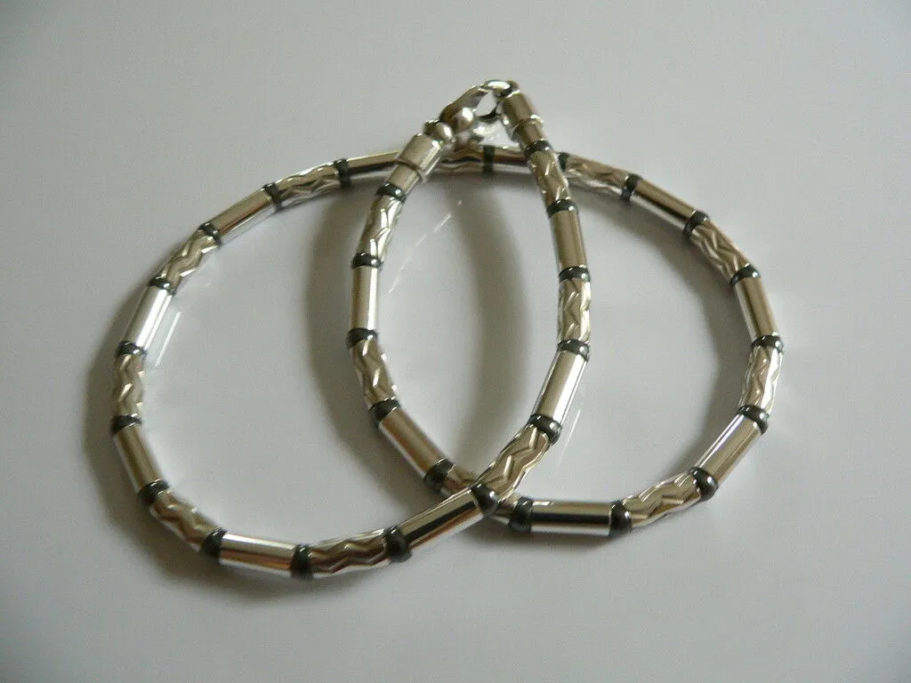 Tiffany & Co Silver Hematite Carved Bead Necklace Pendant Chain Rare Gift Cool