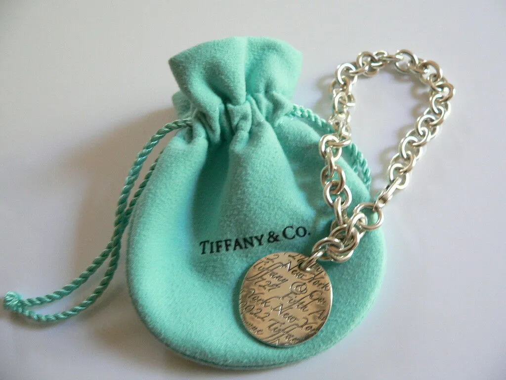 Tiffany & Co Silver Large Notes Bracelet Bangle Chain Rare Gift Love Pouch
