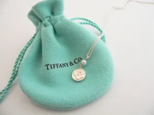 Tiffany & Co. Silver Nature Rose Pearl Necklace Pendant Charm Chain Gift Pouch
