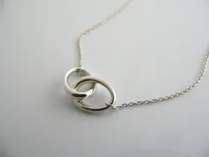 Tiffany & Co Silver Necklace Peretti Interlocking Ovals Love Pendant 17.5 Inch