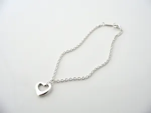 Tiffany & Co Silver Open Heart Bracelet Bangle 6.75 In Chain Gift Love Child Kid