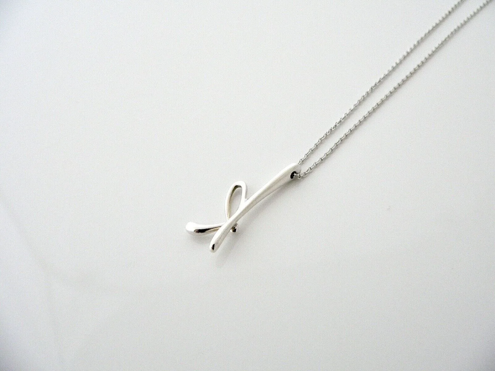 Tiffany & Co Silver Peretti Alphabet K Necklace Pendant Charm Chain Gift Love