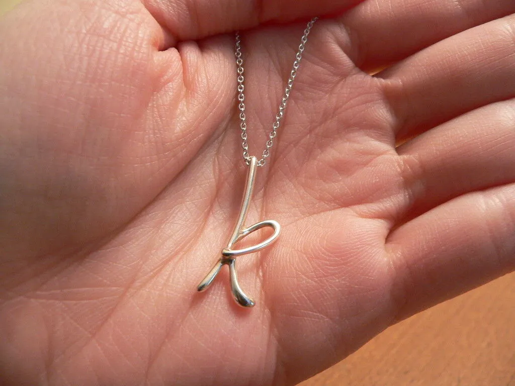 Tiffany & Co Silver Peretti Alphabet K Necklace Pendant Charm Chain Gift Love