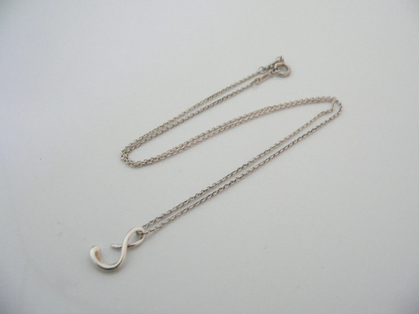 Tiffany & Co Silver Peretti Alphabet S Necklace Pendant Chain Personal Gift Love