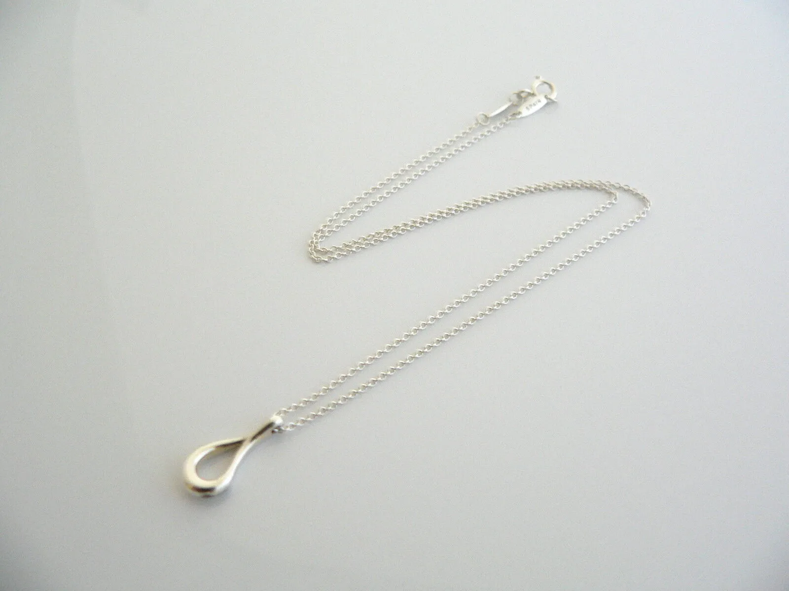 Tiffany & Co Silver Peretti Open Teardrop Necklace Pendant Charm Chain 16.5 Inch