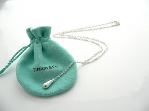 Tiffany & Co Silver Peretti Teardrop Lariat Necklace Pendant Chain Charm Gift