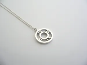Tiffany & Co Silver Round Circle Atlas Necklace Charm Pendant Gift Love Classic