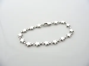 Tiffany & Co Silver Stars Link Bracelet Bangle 7.5 In Chain Longer Length Gift