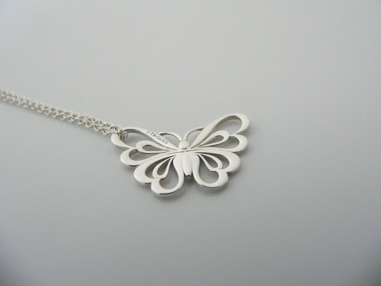 Tiffany & Co Silver Stencil Butterfly Necklace Pendant Charm Nature Gift Love