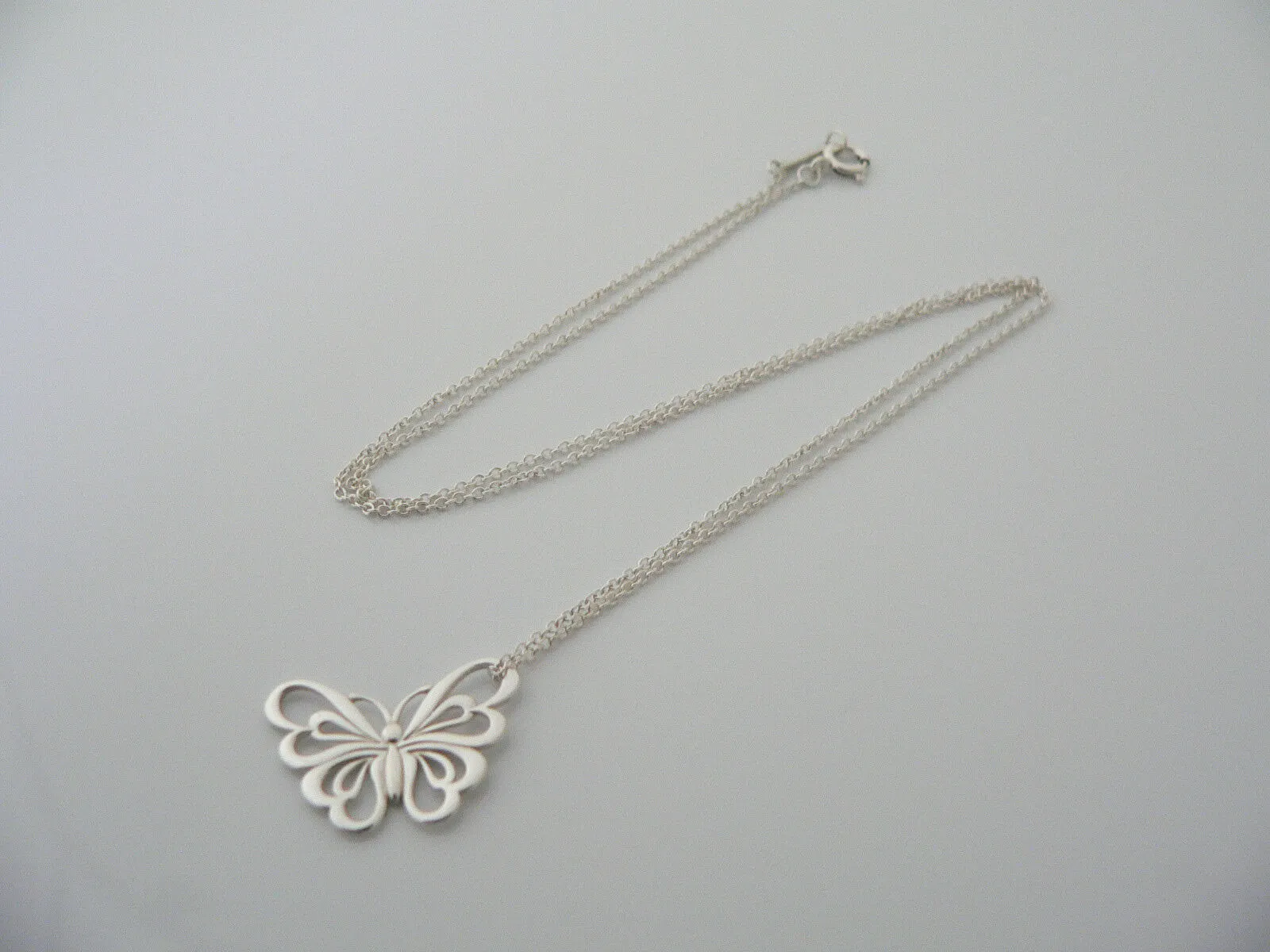 Tiffany & Co Silver Stencil Butterfly Necklace Pendant Charm Nature Gift Love