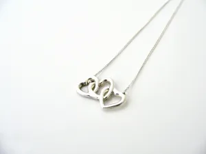 Tiffany & Co Silver Triple Heart Necklace Pendant 17.9 inch Chain Rare Gift Love