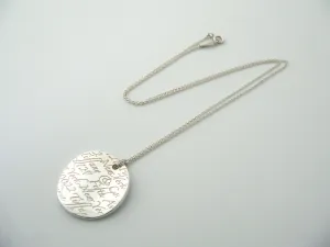 Tiffany Co Silver Notes Circle Round Necklace Pendant Charm 19 Inches Gift Love