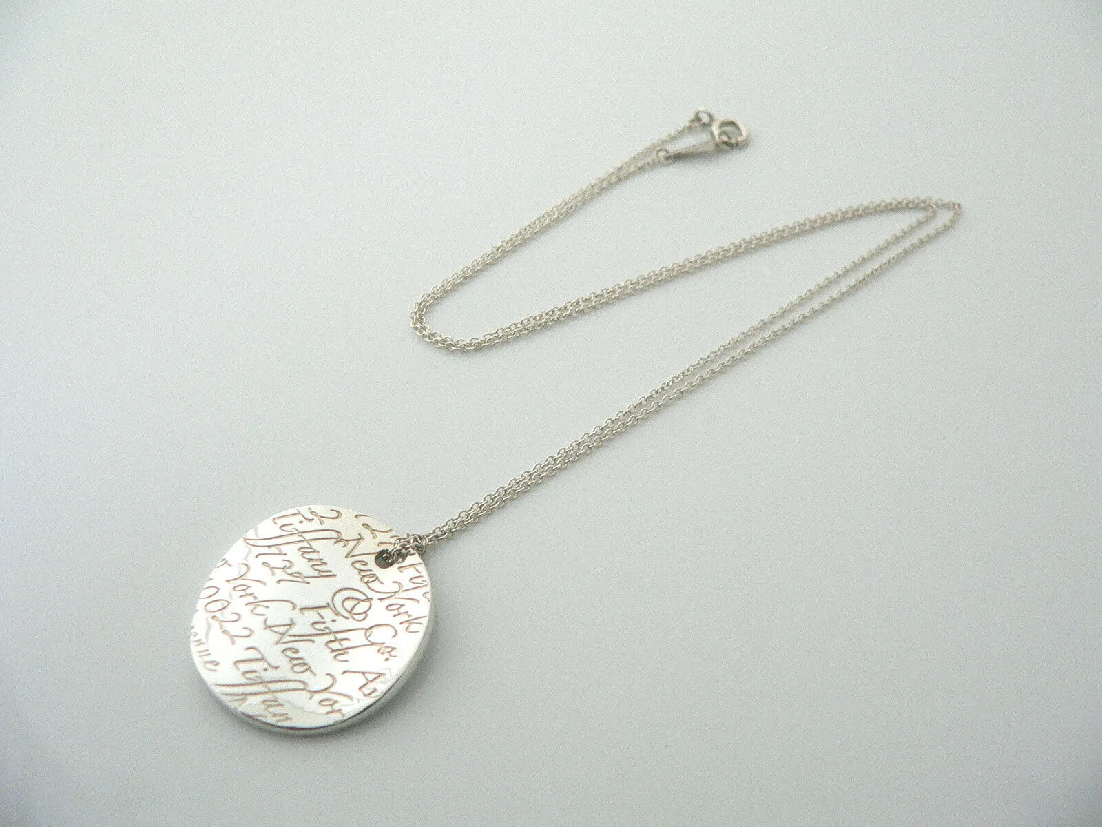 Tiffany Co Silver Notes Circle Round Necklace Pendant Charm Chain Gift Love
