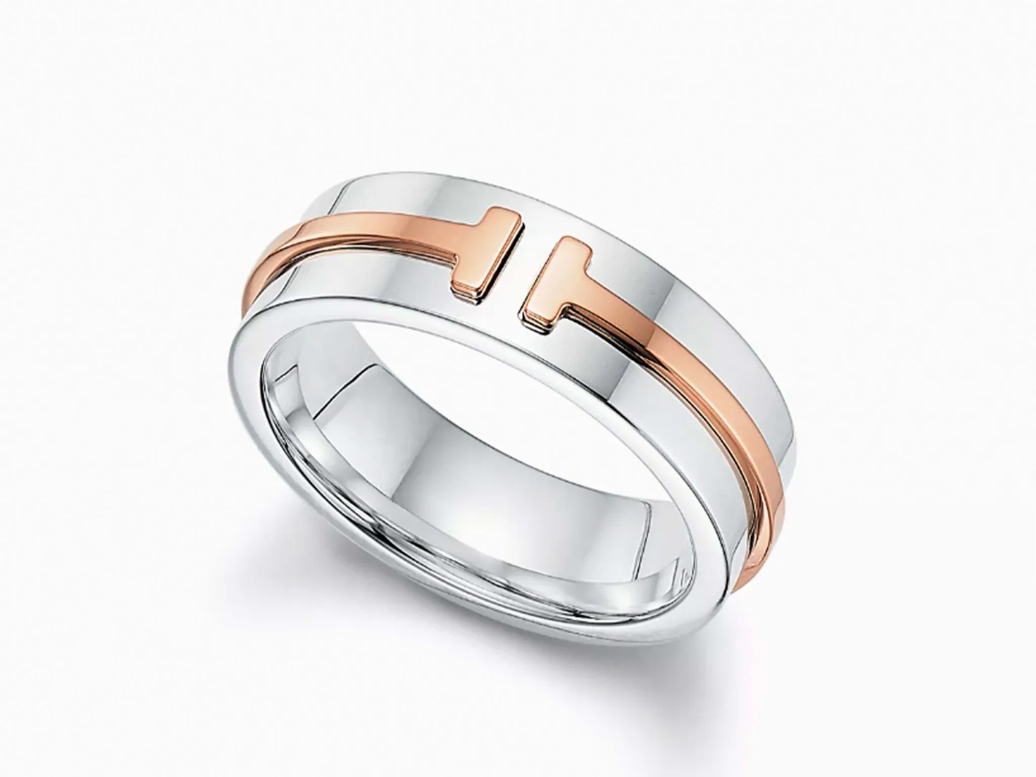 Tiffany T Wide Ring in Sterling Silver and 18k Rose Gold