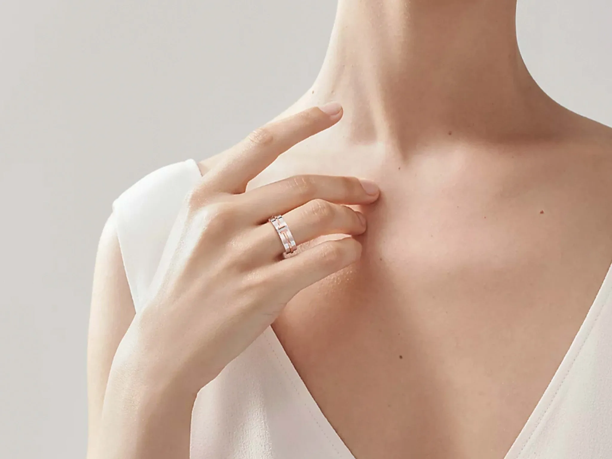 Tiffany T Wide Ring in Sterling Silver and 18k Rose Gold