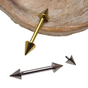Titanium Barbell with cone spikes 14g