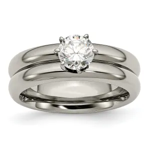 Titanium cubic zirconia ring